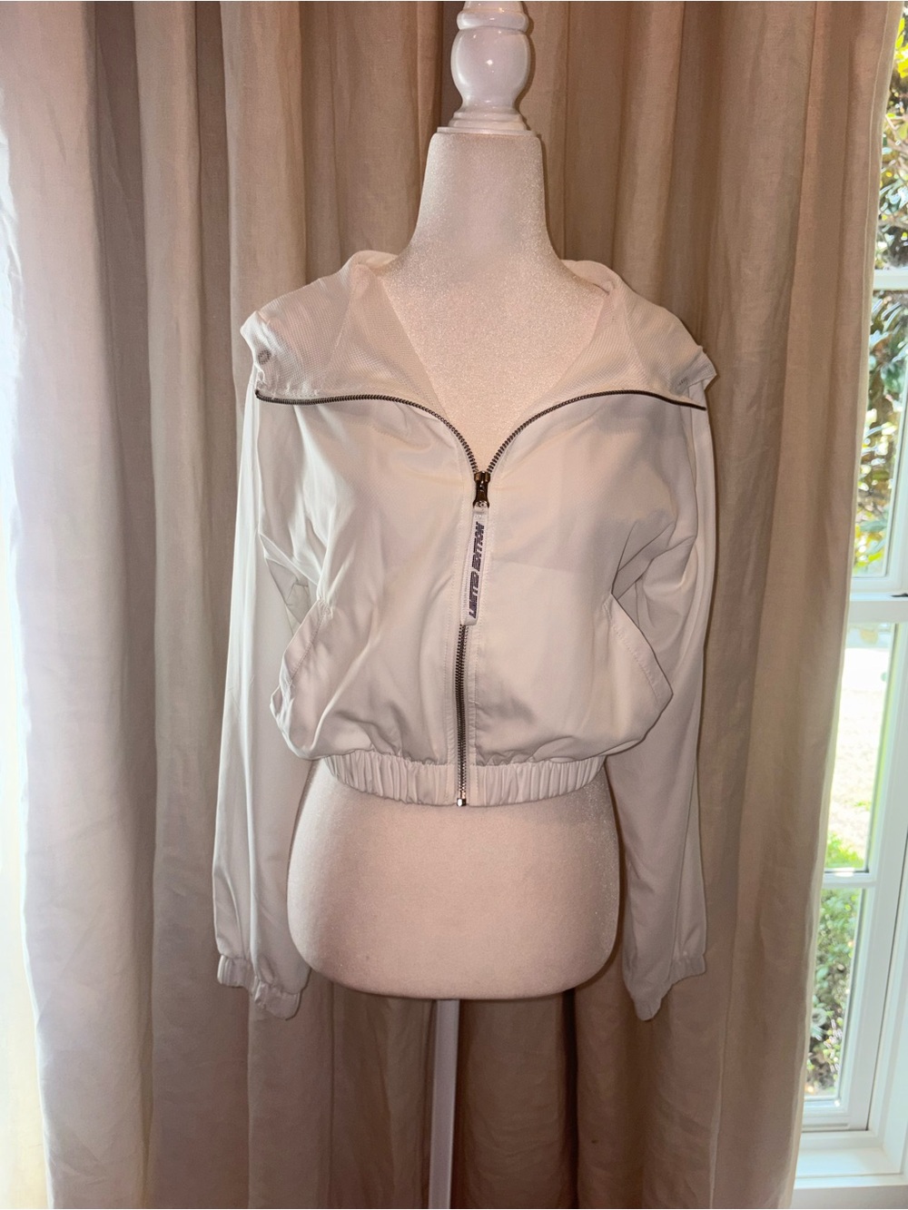 Forever 21 Light Cream Hooded Bomber Jacket